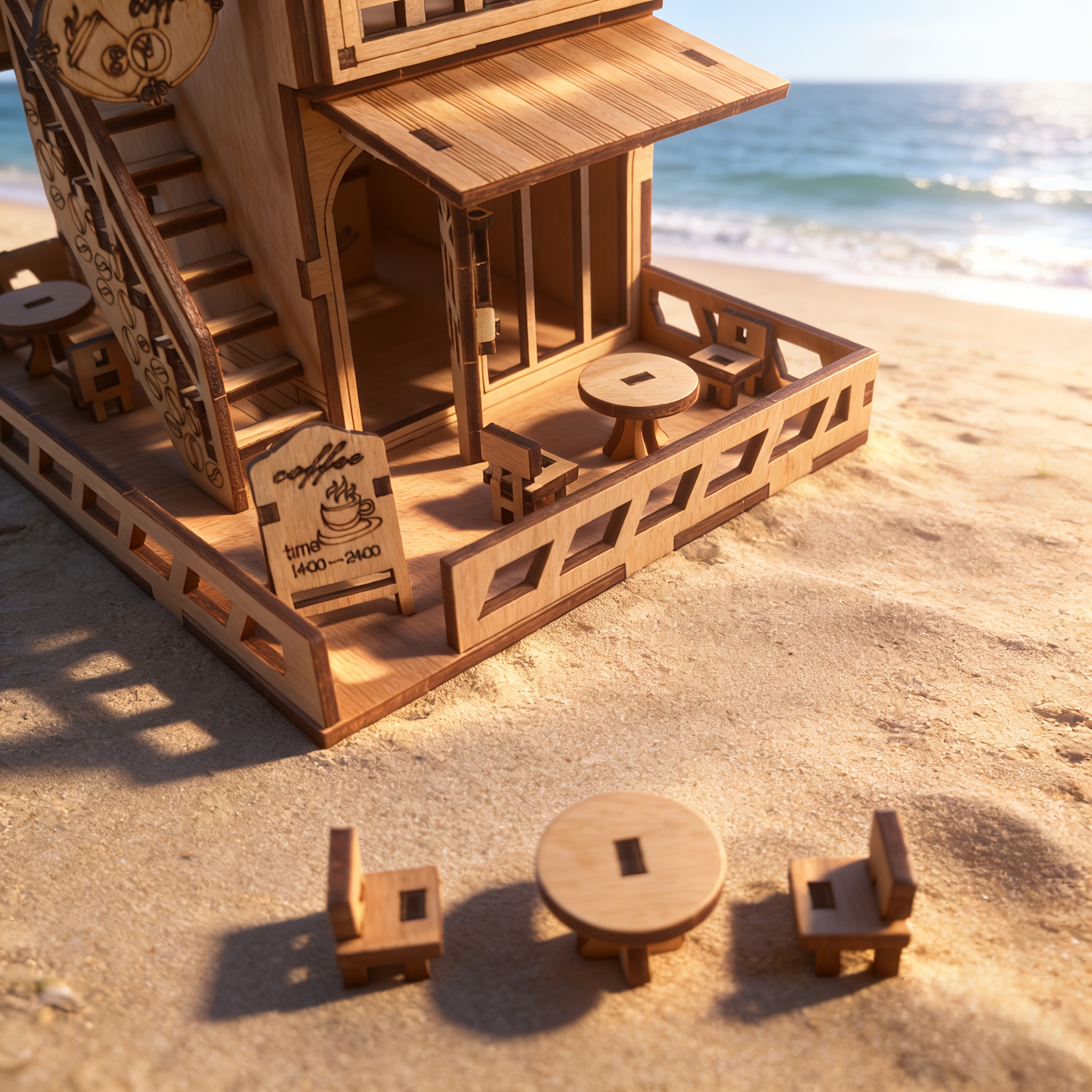 Café Model 3D Wooden Puzzle Gift